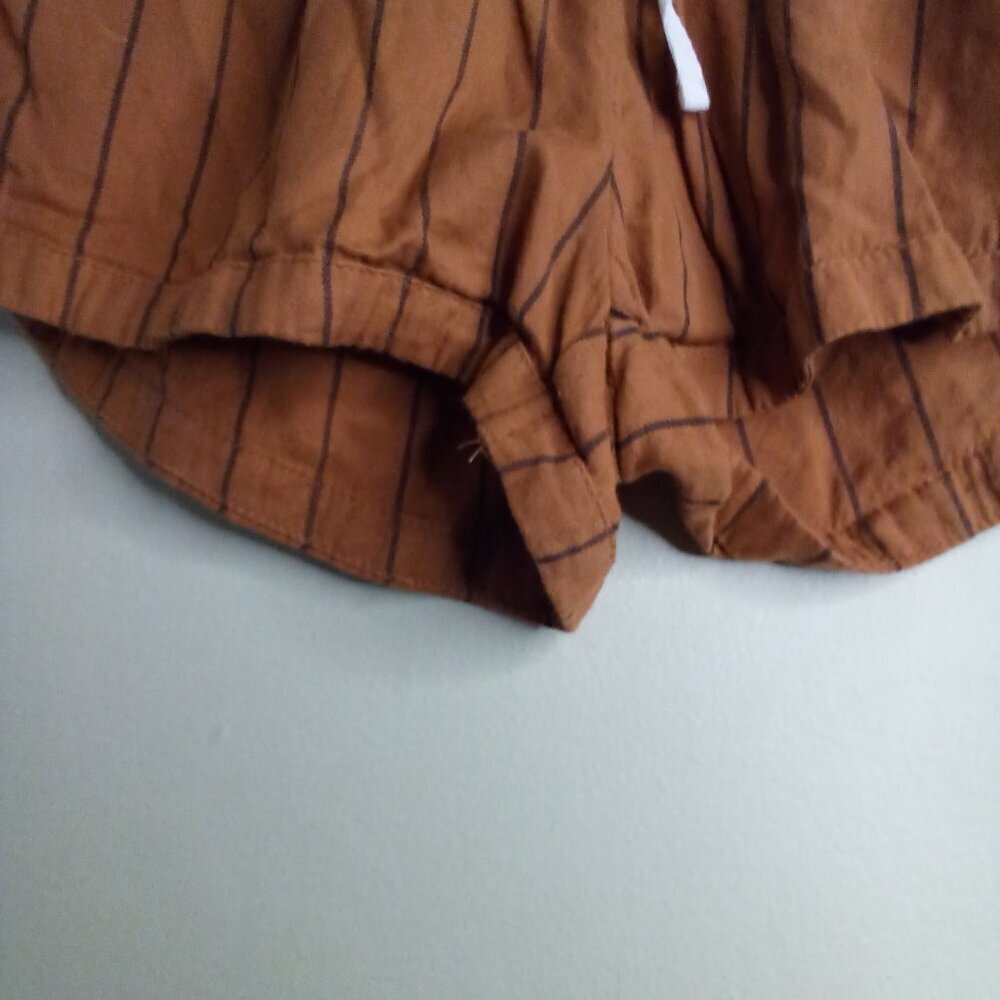 Billbong Shorts Women S Elastic Waist Drawstring Casual Stripe Brown - Picture 3 of 14
